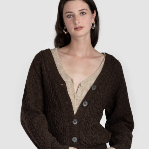 Ahipao Alpaca Slouchy Cable Cardigan White - Small